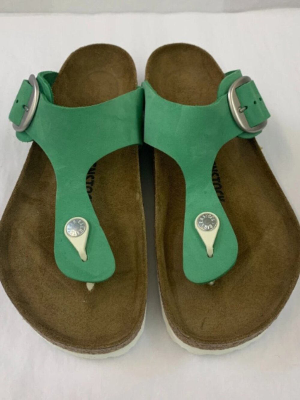 Birkenstock Gizeh Big Buckle Bold Jade Nubuck Leather Regular Width Sandals